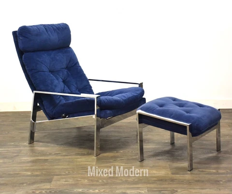 Blue Chrome Lounge Chair and Ottoman *MCM* Cover