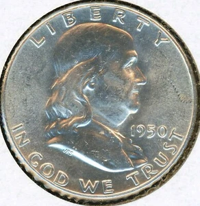 1950 FRANKLIN HALF DOLLAR COMMERCIAL UNCIRCULATED #68125 - Picture 1 of 4
