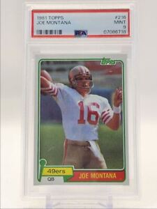JOE MONTANA 1981-82 TOPPS #216 NFL FOOTBALL ROOKIE 49ERS MINT PSA 9 Q0842