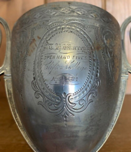 1871 Clifton College Bristol vintage silver plate trophy, trophies loving cup