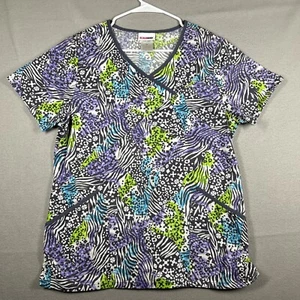 Scrubstar Size M Geometric Print Purple Green White Colorful Random Pattern - Picture 1 of 10