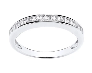 Sterling Silver 925 0.50CT Princess Cut Stone Set Eternity Band Ring size J - U - Picture 1 of 7