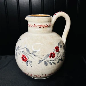 Jarra de cerámica Sberna Deruta Italia 7"" flores florales firmada artista pintada a mano - Imagen 1 de 8