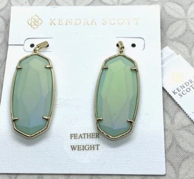 Pendientes colgantes Kendra Scott facetados Elle en tono dorado vidrio menta iridiscente mate Foto 1 de 4