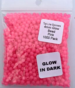 Pkg of 1000 each Pink Glow (luminous) 4mm Plastic Round Beads