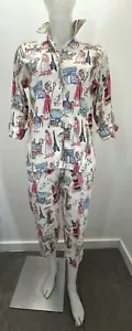 Vintage Paris Hosen Set Neuheit Print Andrew Mc Mulan Gr. S bunt Reise Lounge - Bild 1 von 24