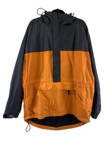 REI Pullover Jacket Hood Orange Gray Gore-Tex Water Resistance Rain Coat Mens XL - Picture 1 of 16