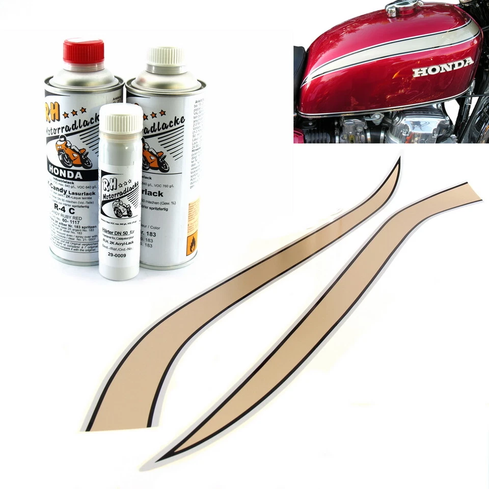 Honda CB 750 Four K2 Lacksatz Candy Ruby Red Tankdekor Zierstreifen Paint Decals - Bild 1 von 1
