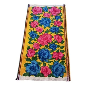 Vintage Bright Multi-Colored Floral Braided Throw Accent Rug Washable Made USA - Picture 1 of 8