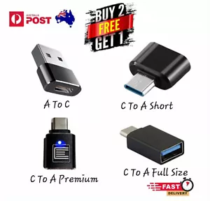 USB Type A to USB C Type C Charging Data Port Adapter Converter OTG - Picture 1 of 10