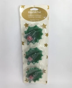 3 Vtg. Potpourri Floating Candles Mountain Pines Christmas Holly Berry Leaf - Picture 1 of 5