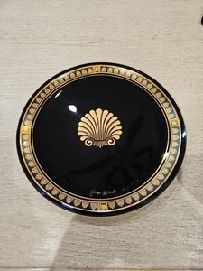 Georges Briard Round Glass Serving Tray 22Kt Gold Shell Design Coquille d'Or MCM - Picture 1 of 11