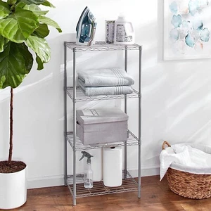 4 Tier Metal Storage Rack Shelving Wire Shelf Kitchen Office Garage Unit Racking - Picture 1 of 4