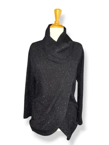 WHITE WARREN Cashmere Adjustable Drape/Open Cascading Cardigan Speckle Gray Gr. L - Bild 1 von 12