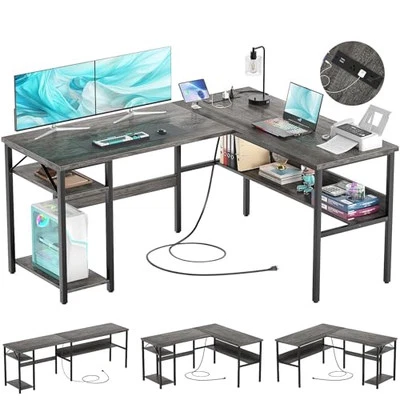 Reversible L Shaped Gaming Desk with Power Outlets and USB Charging Ports,  - Image 1 of 4