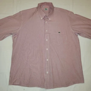 Lacoste Mens Pink Striped Oxford Long Sleeve Button Down Shirt XXL 45-46  - Picture 1 of 24