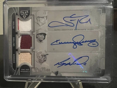 2024 Topps Triple Threads Auto Relic 1 Of 1. Phillies - Rollins Howard Rolen - Image 1 of 2