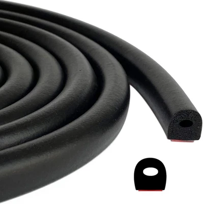 D Shape EPDM Foam Rubber Seal with Tape, Self-Adhesive Rubber Weather Stripping - Image 1 of 4