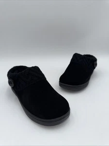 NWOB Clarks Women's Knit Collar Clog Slipper, Black Suede, Women Size 7 - Picture 1 of 7