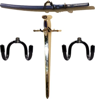 2-Pack Universal Wall Mount Sword Rack Dagger Axe Display Hanger Vertical/Horizo - Image 1 of 4