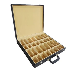 Black Leatherette Chess Storage Suitcase - Compartments Design - Picture 1 of 2