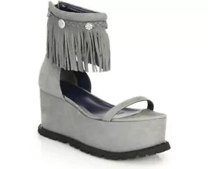 NUEVO SACAI Gray Fringe Ankle Strap Platform Sandalias (Talla 40) - MSRP $775 - Imagen 1 de 12
