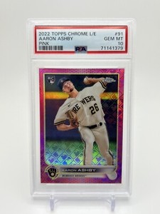 Aaron Ashby 2022 Topps Chrome Logofractor #91 Pink Refractor 1st #1/199 PSA 10