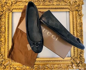 Gucci ballerine Lona Negro Guccissimo Full Set Excelente Estado - Imagen 1 de 23