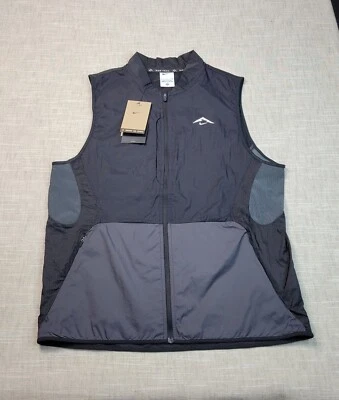 NIKE Trail Aireez Running Vest Small Mens Black Gray White Full Zip Packable - Image 1 of 4
