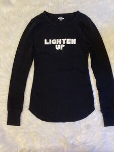 Old Navy “Lighten Up” Holiday Pajama Shirt Womens Size Small Black Long Sleeve