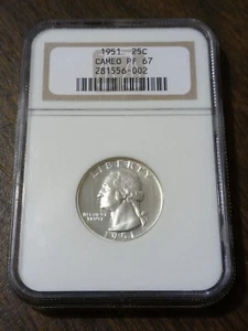 1951-P Washington Silver Quarter Cameo PF67 - NGC Graded - Picture 1 of 4