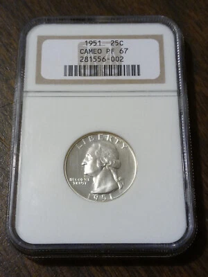 1951-P Washington Silver Quarter Cameo PF67 - NGC Graded - Image 1 of 4