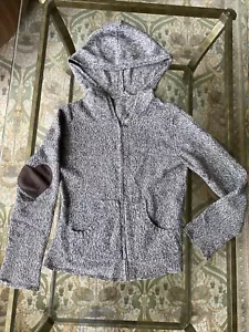 DKNY Vintage Cashmere Heather Brown Hoodie Full Zip Leather Hearts XS Old Money - Picture 1 of 18
