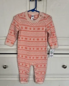 Carter’s Knit Sweater Romper Peach 12 Months One Piece NWT - Picture 1 of 4
