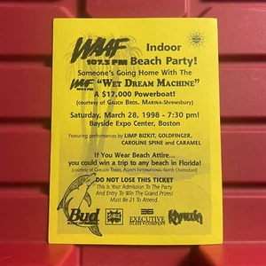 WAAF Indoor Beach Party Concert Ticket Stub Limp Bizkit Goldfinger Vintage 1998 - Picture 1 of 2