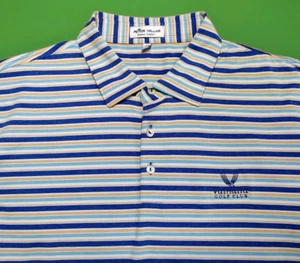 Peter Millar Polo Shirt Men's L Striped White Blue Summer Comfort Valhalla Golf - Picture 1 of 9