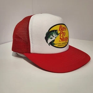 Vintage 1980's Bass Pro Shops Trucker Hat Snapback Cap Red Foam Mesh Fishing - Picture 1 of 8