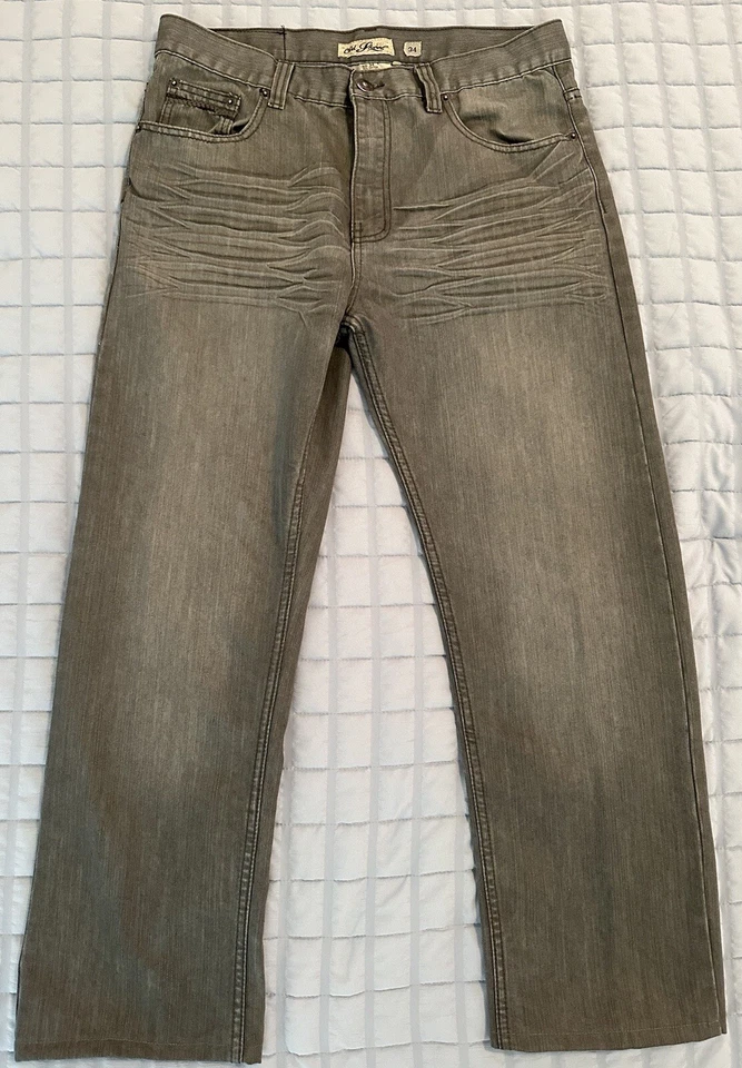 Pantalones de mezclilla vintage Old Skool para hombre 34X29 gris holgados pierna ancha hip hop grunge ¡Y2K! Foto 1 de 4