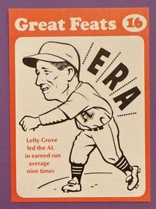 1972 Laughlin Great Feats Baseball Card w/Red Border, Lefty Grove #16 HOF - Picture 1 of 2