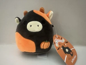 ~ Squishmallow ~ Halloween ~ Jefferson ~ Orange & Black Cow 4" NWT ~ Pumpkin ~ - Picture 1 of 4