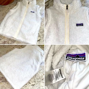 Patagonia Kids Los Gatos Ivory Fleece Vest 10 MED EUC - Picture 1 of 15