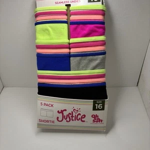 Justice Girls Size 16 Seamless Shortie Underwear 5 PACK Boyshorts Undies Soft - Picture 1 of 10