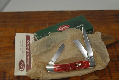 Case XX USA 6318 SS Silver Script Dark Red Bone 2003 Stockman Mint in box knife - Image 1 of 4