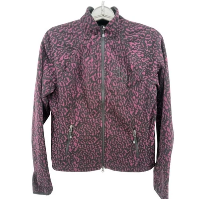 Chaqueta polar Harley Davidson para mujer a prueba de viento púrpura negra estampado de leopardo talla M Foto 1 de 4