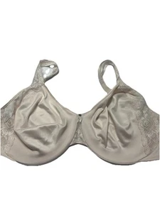 42DD BALI Vtg Pale Pink Bra 3318 Satin Lace Second Skin Underwire Sheer Stretch - Picture 1 of 8