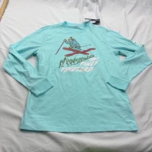 Vineyard Vines Youth Girls Long Sleeve Shirt Aqua Blue Graphic Print Ski Snow XL - Picture 1 of 10