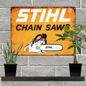 Stihl Chain Saws Metal Sign Ad Repro Mancave Garage Shop Mancave 9x12" 60250 - Imagen 1 de 1