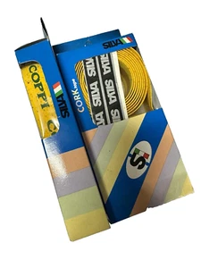 Nastro manubrio Bici Silva Cork Vintage Coppi Giallo logo Verde NOS-NIB - Foto 1 di 1