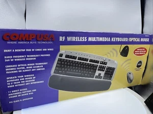 Vintage COMPUSA RF Wireless Multimedia Keyboard Optical Mouse Set - Picture 1 of 20