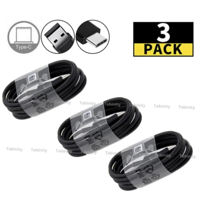 3 Pack USB-C Type C Cable Fast Charger Cord 4ft For Samsung Galaxy S8 9 10 20 21 - Image 1 of 4